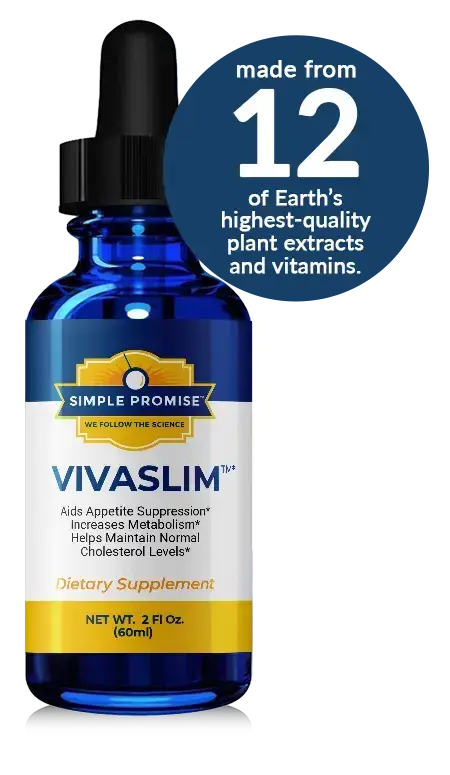 VivaSlim weight loss drops bottle, made from 12 plant extracts and vitamins