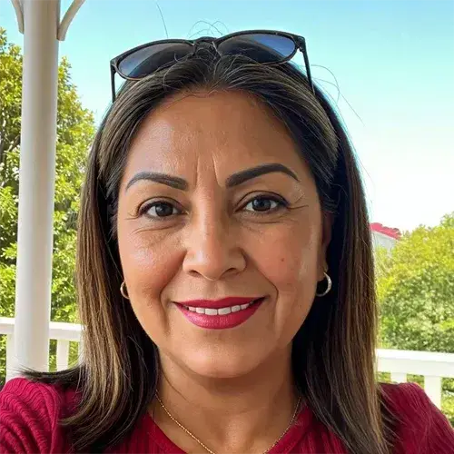Verified VivaSlim buyer testimonial photo, woman in red